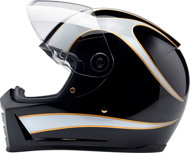 BILTWELL Lane Splitter Helmet - Gloss Black/White Flames