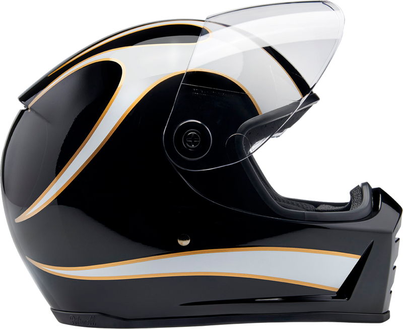 BILTWELL Lane Splitter Helmet - Gloss Black/White Flames