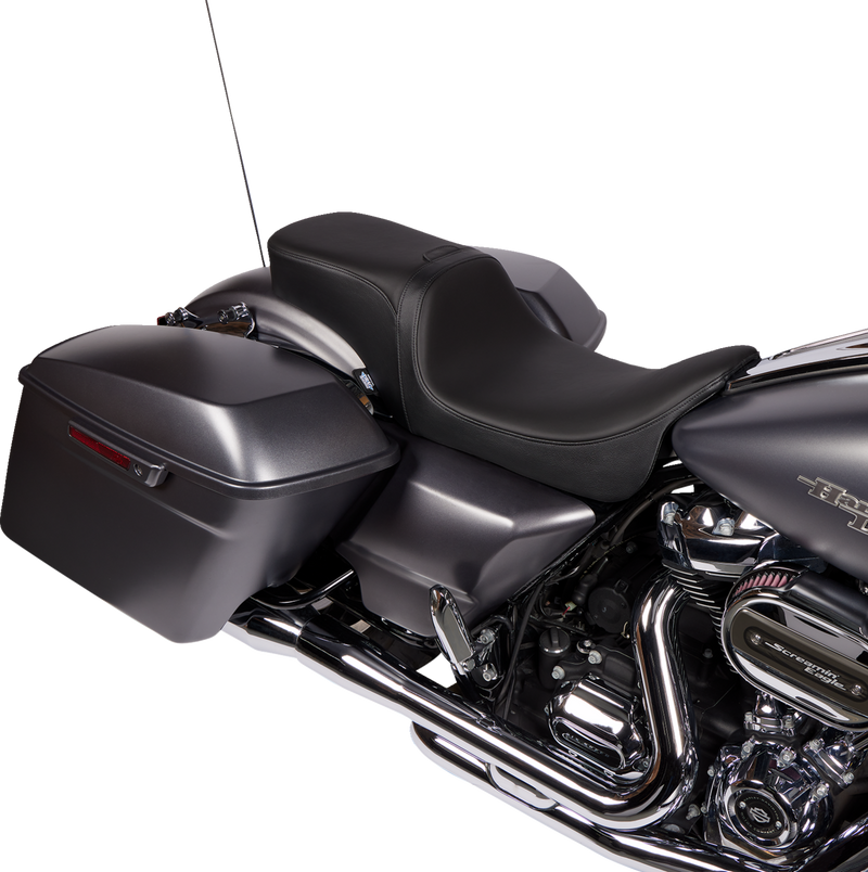 DRAG SPECIALTIES Predator 2-Up Seat - Solar Leather - Smooth - w/ Backrest Receptacle - Touring '08-'23