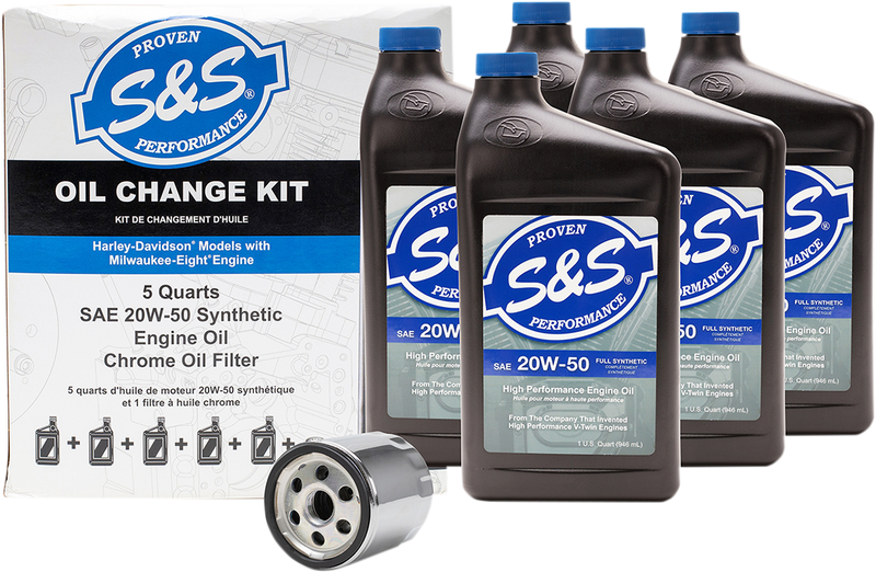 S&S CYCLE Oil Change Kit - Black Filter - M8 - 5 US quarts