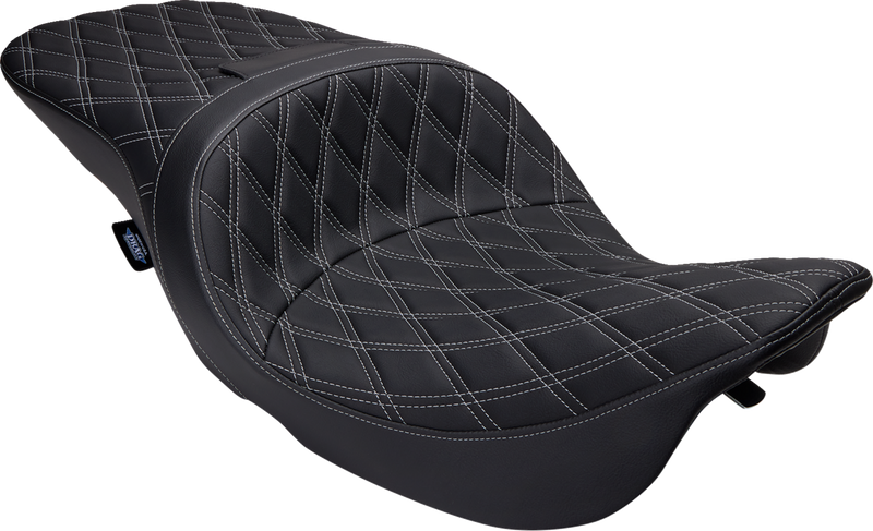 DRAG SPECIALTIES Freedom Seat - Vinyl - Double Diamond Silver Stitch - Touring '97-'07