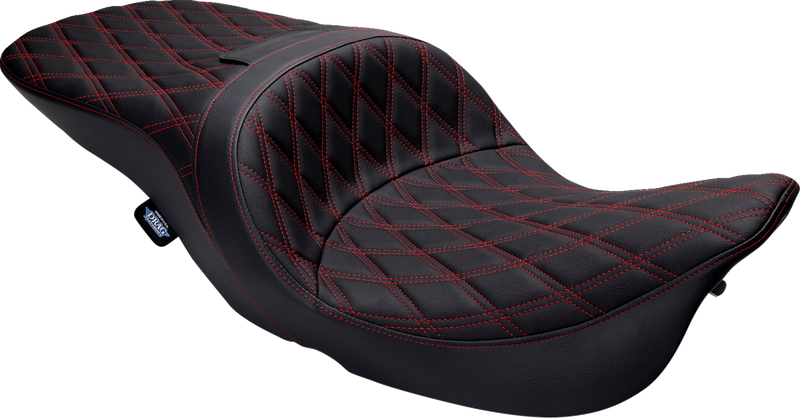 DRAG SPECIALTIES Freedom Seat - Vinyl - Double Diamond Red Stitch - Touring '97-'07