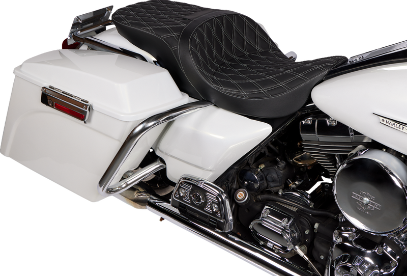 DRAG SPECIALTIES Freedom Seat - Vinyl - Double Diamond Silver Stitch - Touring '97-'07