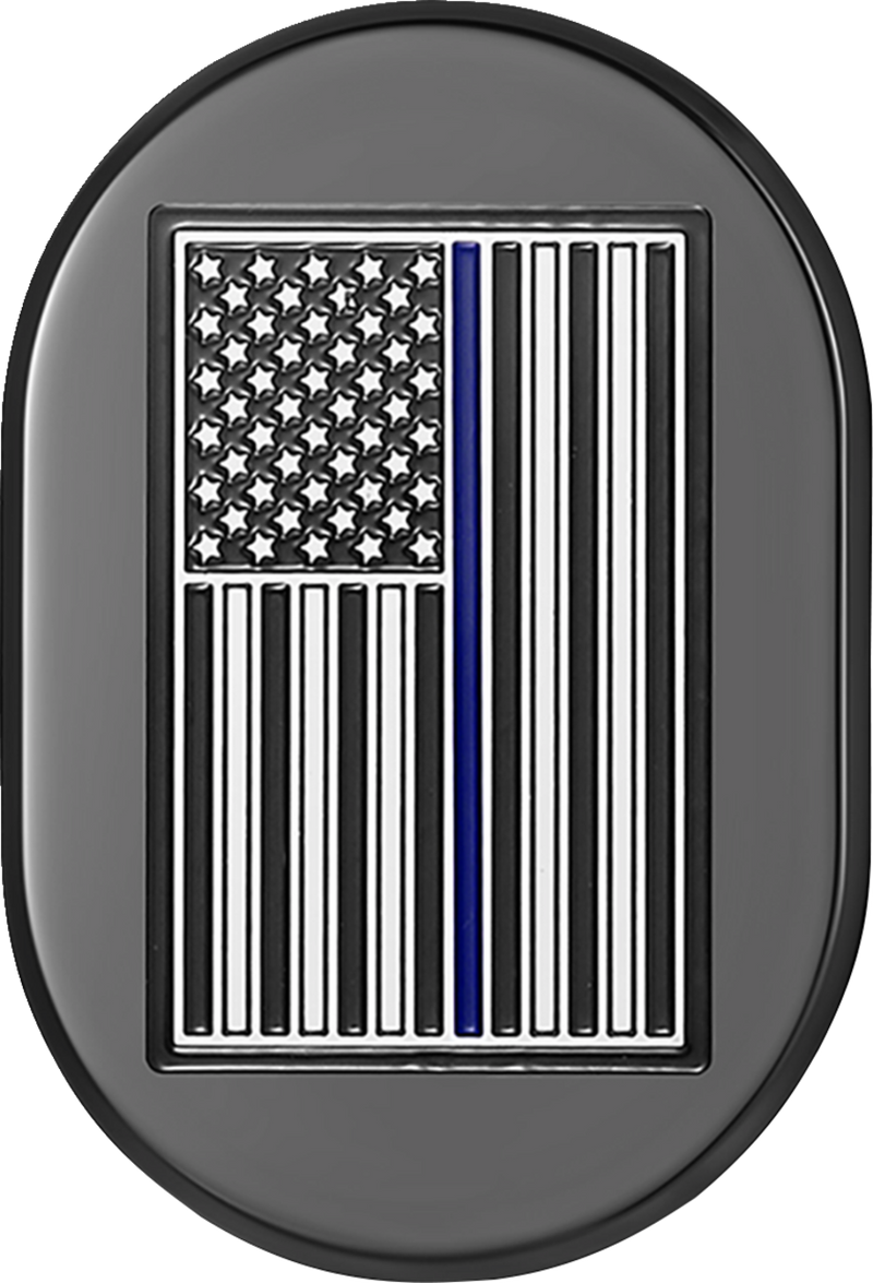 FIGURATI DESIGNS Antenna Cover - Right Rear Fender - Blue Line American Flag - Black FD71-AC-BLK-RT