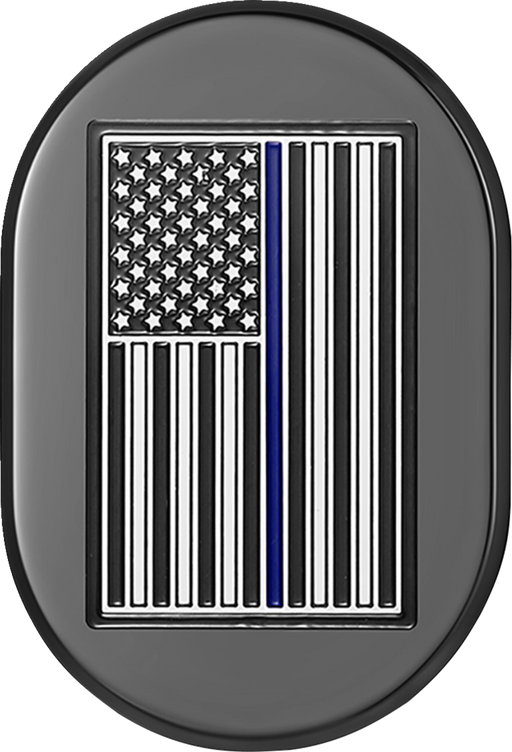 FIGURATI DESIGNS Antenna Cover - Right Rear Fender - Blue Line American Flag - Black FD71-AC-BLK-RT