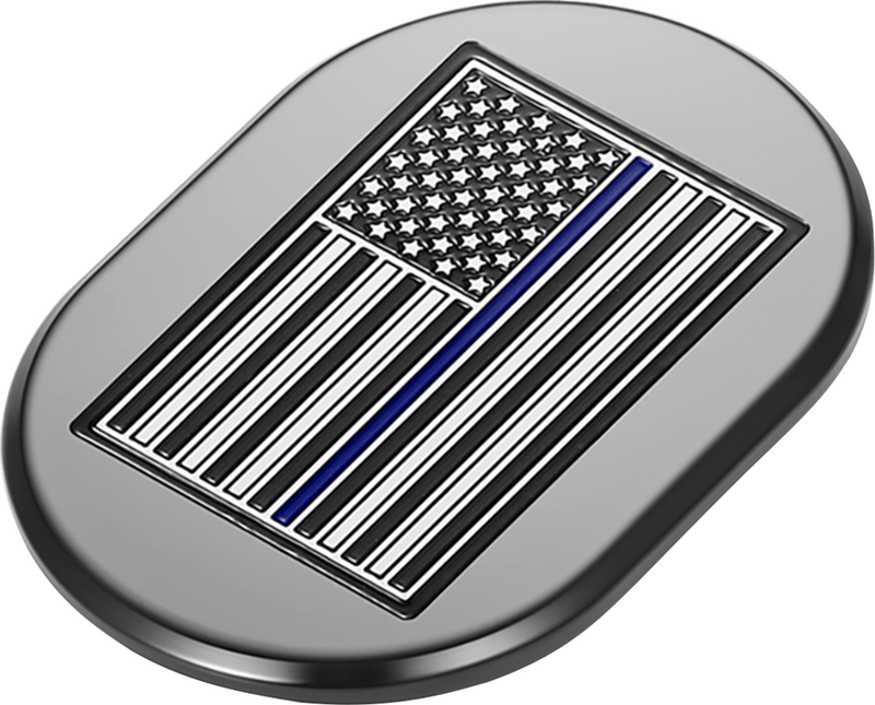 FIGURATI DESIGNS Antenna Cover - Right Rear Fender - Blue Line American Flag - Black FD71-AC-BLK-RT