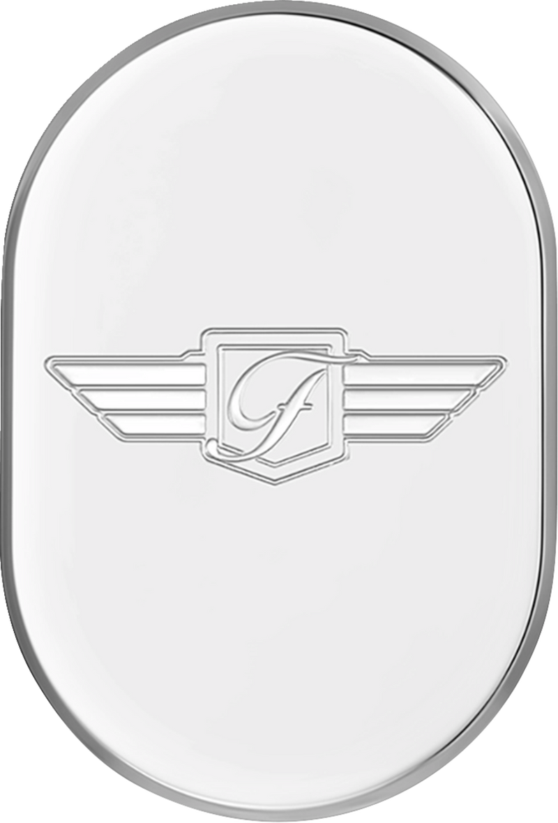 FIGURATI DESIGNS Antenna Cover - Left Rear Fender - FD Logo - Polished Stainless Steel FD-01-AC-SS-LT