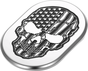 FIGURATI DESIGNS Antenna Cover - Left Rear Fender - Contrast Cut American Flag Skull - Chrome FD27-AC-SS-LT
