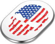 FIGURATI DESIGNS Antenna Cover - Left Rear Fender - American Flag Skull - Chrome FD24-AC-SS-LT