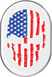 FIGURATI DESIGNS Antenna Cover - Right Rear Fender - American Flag Skull - Chrome FD24-AC-SS-RT