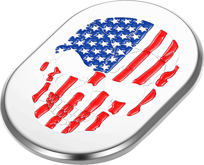 FIGURATI DESIGNS Antenna Cover - Right Rear Fender - American Flag Skull - Chrome FD24-AC-SS-RT