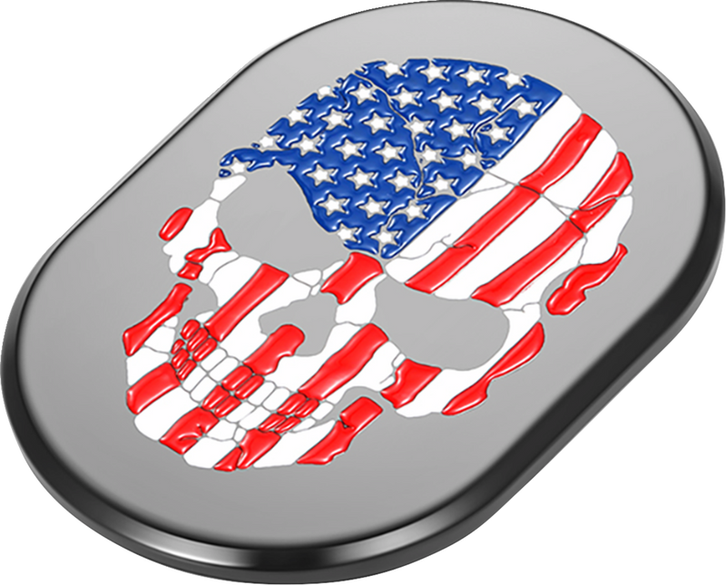 FIGURATI DESIGNS Antenna Cover - Left Rear Fender - American Flag Skull - Black FD25-AC-BLK-LT