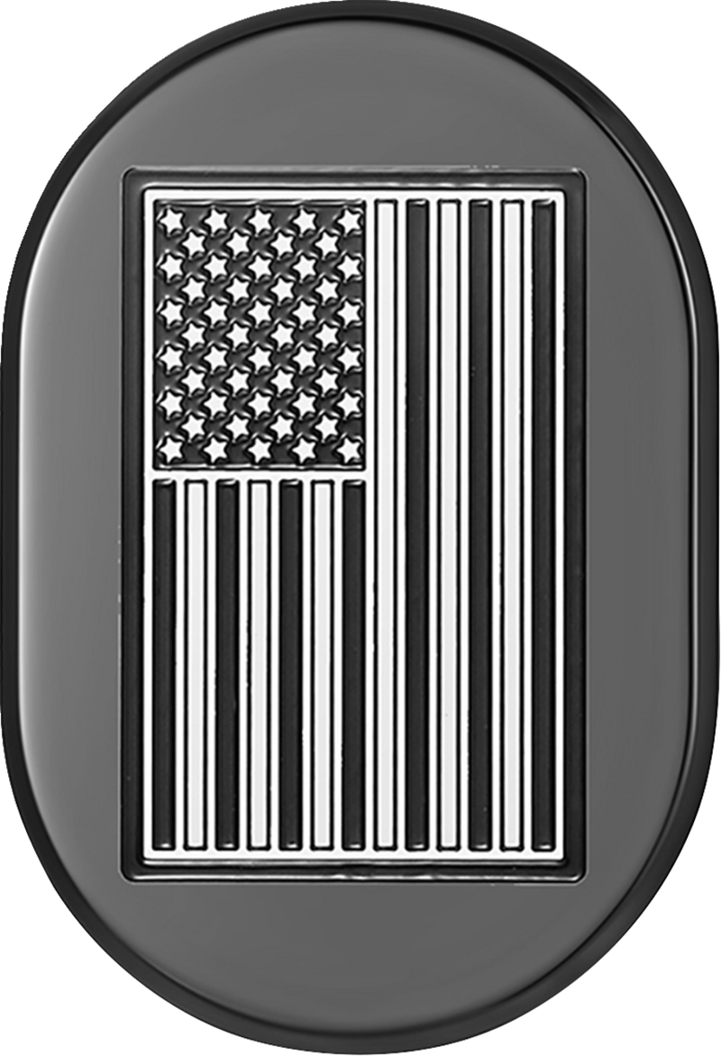 FIGURATI DESIGNS Antenna Cover - Left Rear Fender - Contrast Cut American Flag - Black FD26-AC-BLK-LT