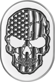 FIGURATI DESIGNS Antenna Cover - Right Rear Fender - Contrast Cut American Flag Skull - Chrome FD27-AC-SS-RT