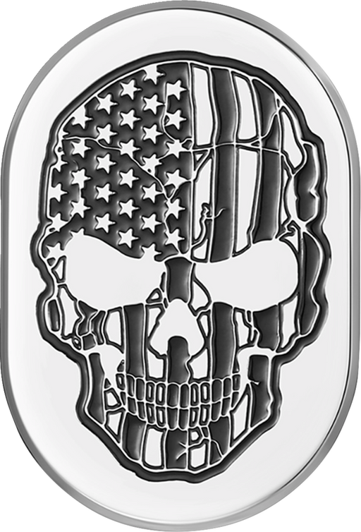 FIGURATI DESIGNS Antenna Cover - Right Rear Fender - Contrast Cut American Flag Skull - Chrome FD27-AC-SS-RT