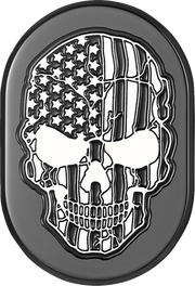 FIGURATI DESIGNS Antenna Cover - Right Rear Fender - Contrast Cut American Flag Skull - Black FD28-AC-BLK-RT