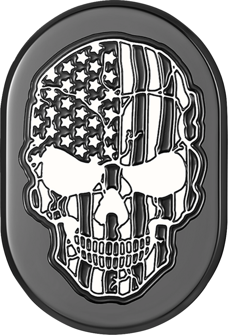 FIGURATI DESIGNS Antenna Cover - Right Rear Fender - Contrast Cut American Flag Skull - Black FD28-AC-BLK-RT