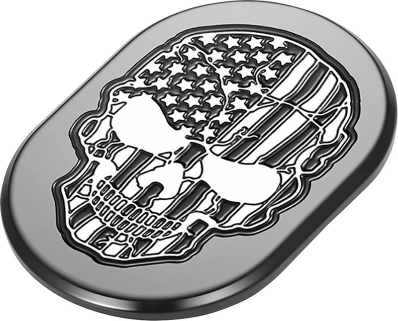 FIGURATI DESIGNS Antenna Cover - Right Rear Fender - Contrast Cut American Flag Skull - Black FD28-AC-BLK-RT