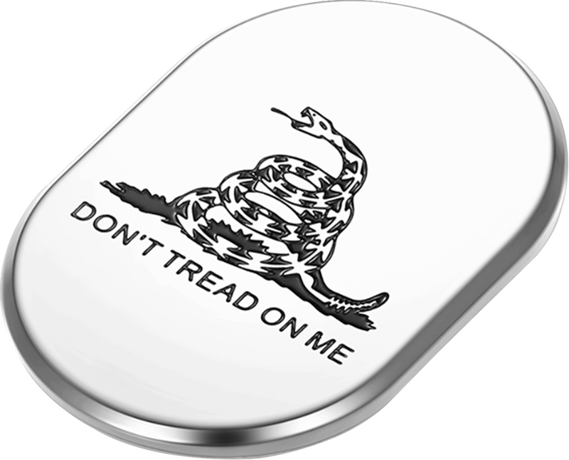FIGURATI DESIGNS Antenna Cover - Left Rear Fender - Don't Tread On Me - Chrome FD40-AC-SS-LT