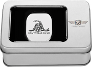 FIGURATI DESIGNS Antenna Cover - Left Rear Fender - Don't Tread On Me - Chrome FD40-AC-SS-LT