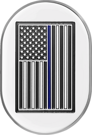 FIGURATI DESIGNS Antenna Cover - Left Rear Fender - Blue Line American Flag - Chrome FD70-AC-SS-LT