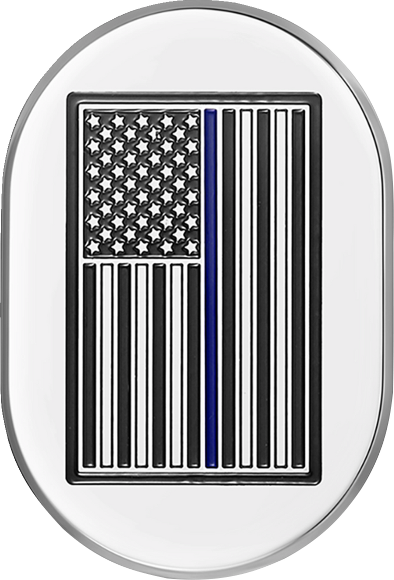 FIGURATI DESIGNS Antenna Cover - Right Rear Fender - Blue Line American Flag - Chrome FD70-AC-SS-RT