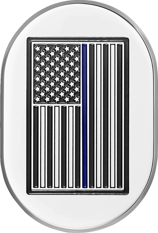 FIGURATI DESIGNS Antenna Cover - Right Rear Fender - Blue Line American Flag - Chrome FD70-AC-SS-RT