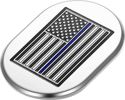 FIGURATI DESIGNS Antenna Cover - Left Rear Fender - Blue Line American Flag - Chrome FD70-AC-SS-LT