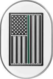 FIGURATI DESIGNS Antenna Cover - Left Rear Fender - Green Line American Flag - Chrome FD72-AC-SS-LT