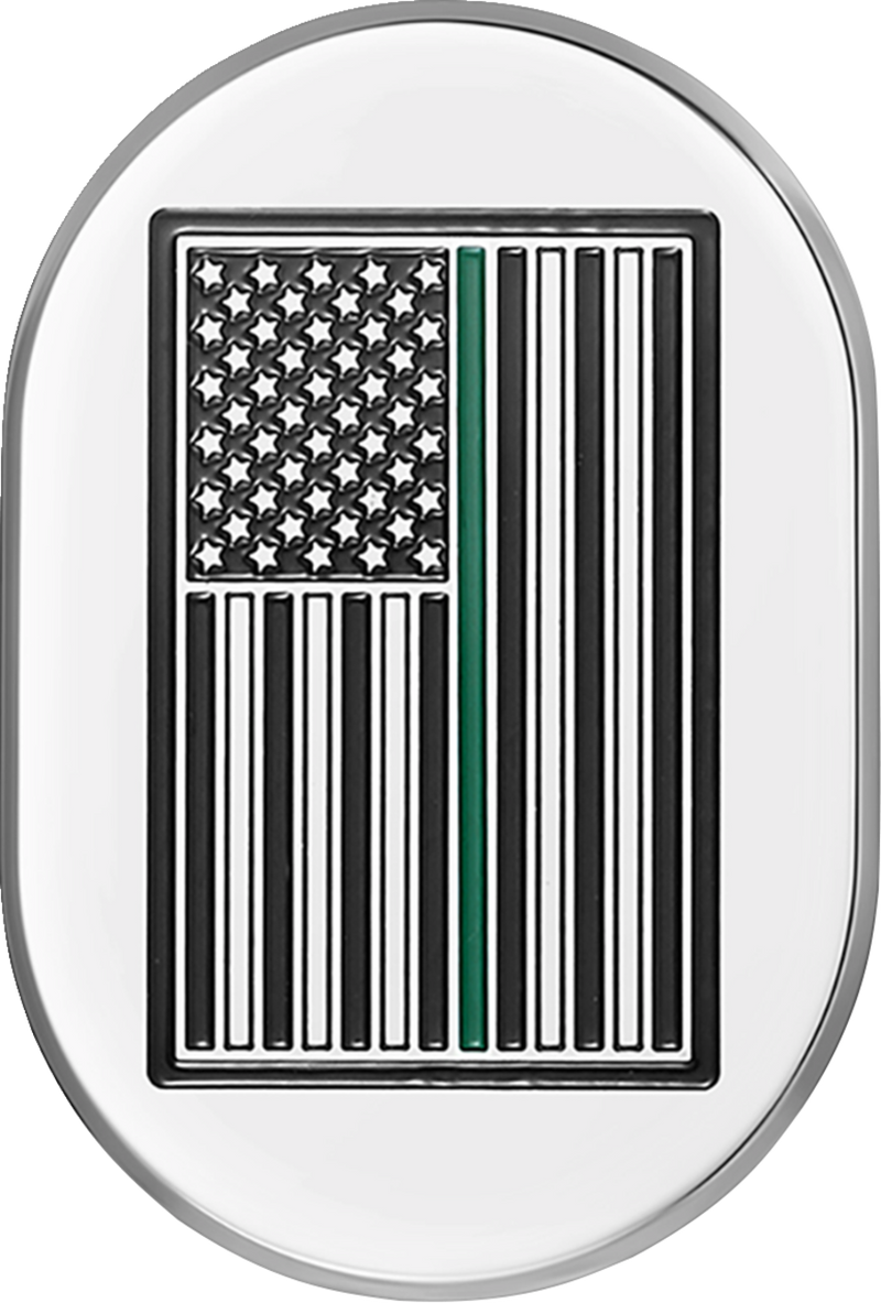 FIGURATI DESIGNS Antenna Cover - Left Rear Fender - Green Line American Flag - Chrome FD72-AC-SS-LT