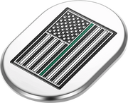 FIGURATI DESIGNS Antenna Cover - Right Rear Fender - Green Line American Flag - Chrome FD72-AC-SS-RT