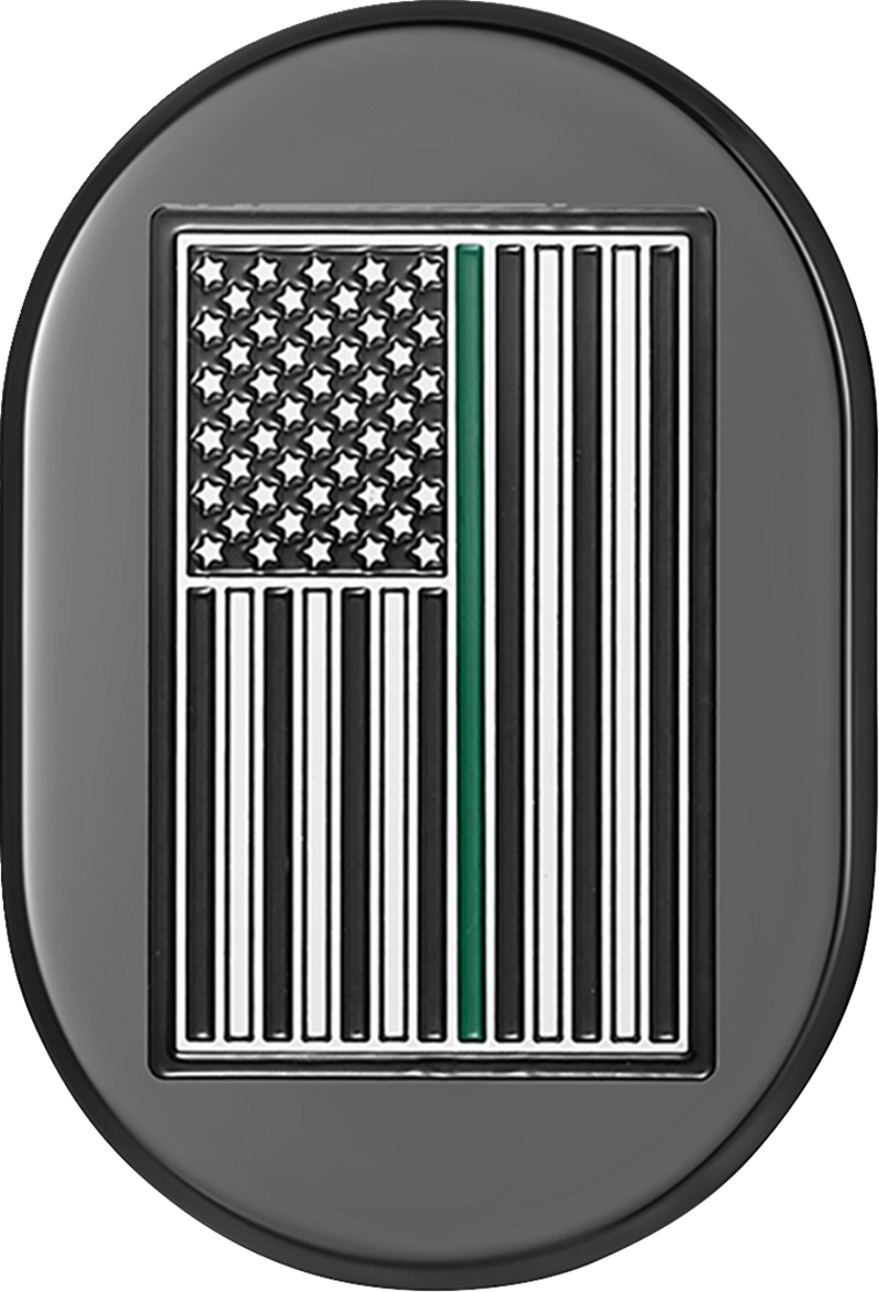 FIGURATI DESIGNS Antenna Cover - Right Rear Fender - Green Line American Flag - Black FD72-AC-BLK-RT