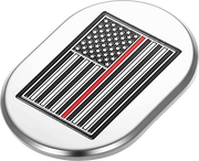 FIGURATI DESIGNS Antenna Cover - Left Rear Fender - Red Line American Flag - Chrome FD75-AC-SS-LT