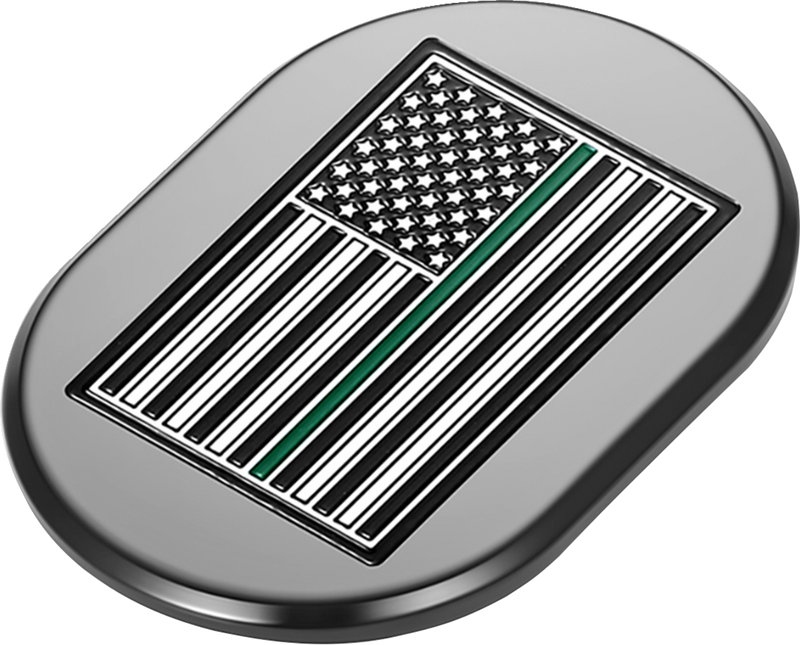 FIGURATI DESIGNS Antenna Cover - Right Rear Fender - Green Line American Flag - Black FD72-AC-BLK-RT