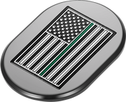 FIGURATI DESIGNS Antenna Cover - Left Rear Fender - Green Line American Flag - Chrome FD72-AC-BLK-LT