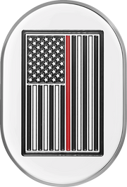 FIGURATI DESIGNS Antenna Cover - Right Rear Fender - Red Line American Flag - Chrome FD75-AC-SS-RT