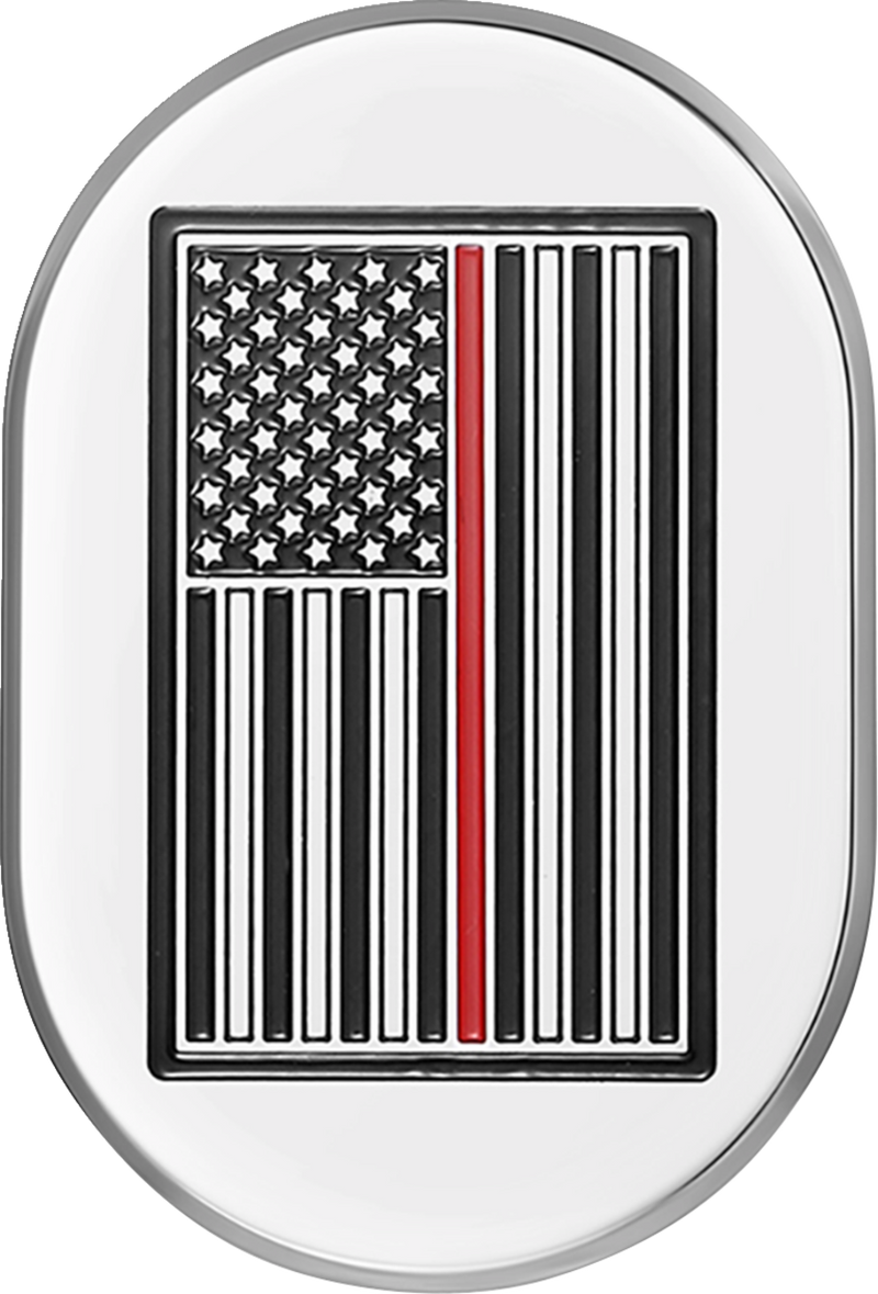 FIGURATI DESIGNS Antenna Cover - Right Rear Fender - Red Line American Flag - Chrome FD75-AC-SS-RT