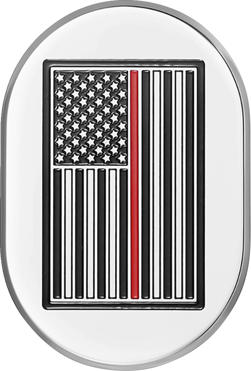 FIGURATI DESIGNS Antenna Cover - Right Rear Fender - Red Line American Flag - Chrome FD75-AC-SS-RT