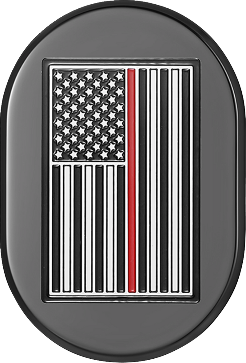 FIGURATI DESIGNS Antenna Cover - Right Rear Fender - Red Line American Flag - Black FD75-AC-BLK-RT