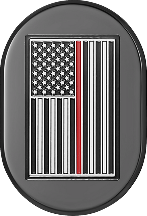 FIGURATI DESIGNS Antenna Cover - Right Rear Fender - Red Line American Flag - Black FD75-AC-BLK-RT
