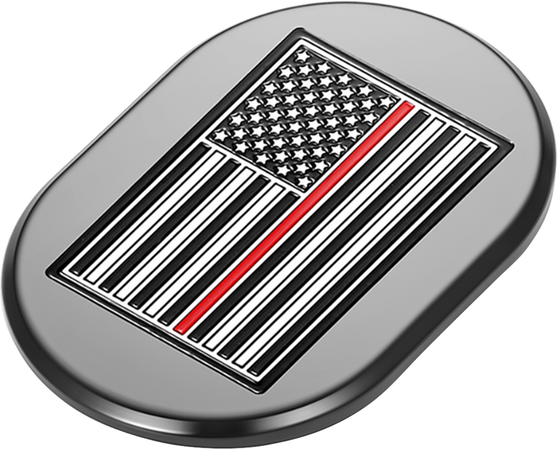 FIGURATI DESIGNS Antenna Cover - Left Rear Fender - Red Line American Flag - Black FD75-AC-BLK-LT
