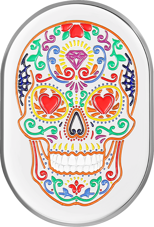 FIGURATI DESIGNS Antenna Cover - Right Rear Fender - Sugar Skull - Chrome FD30-AC-SS-RT