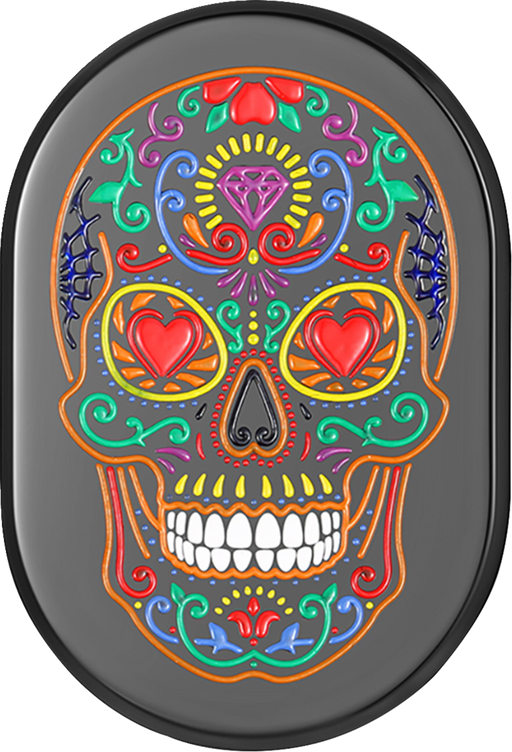 FIGURATI DESIGNS Antenna Cover - Left Rear Fender - Sugar Skull - Black FD30-AC-BLK-LT