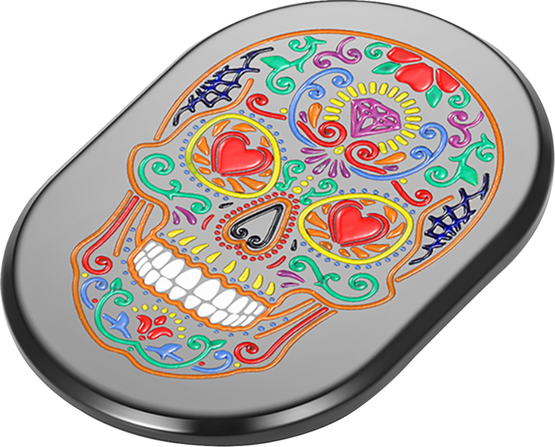 FIGURATI DESIGNS Antenna Cover - Left Rear Fender - Sugar Skull - Black FD30-AC-BLK-LT