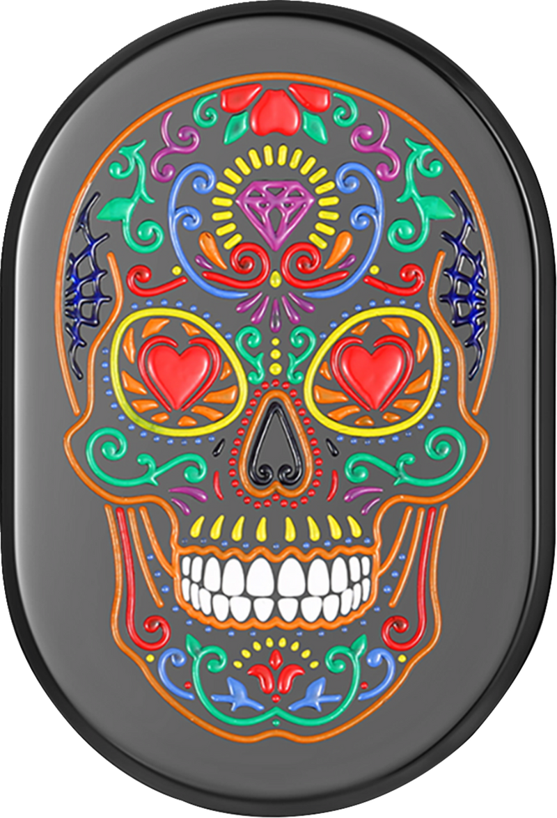 FIGURATI DESIGNS Antenna Cover - Right Rear Fender - Sugar Skull - Black FD30-AC-BLK-RT