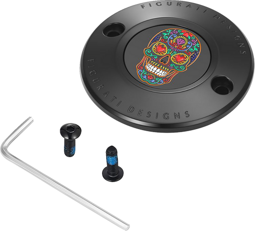 FIGURATI DESIGNS Timing Cover - 2 Hole - Sugar Skull - Black FD30-TC-2H-BLK