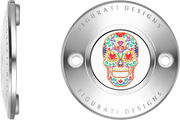 FIGURATI DESIGNS Timing Cover - 2 Hole - Sugar Skull - Mirror Polished - Stainless Steel FD30-TC-2H-SS