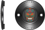 FIGURATI DESIGNS Timing Cover - 2 Hole - Sugar Skull - Black FD30-TC-2H-BLK