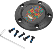 FIGURATI DESIGNS Timing Cover - 5 Hole - Sugar Skull - Black FD30-TC-5H-BLK