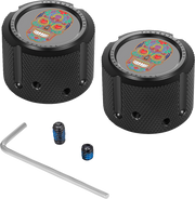 FIGURATI DESIGNS Axle Nut Cover - Front - Stainless Steel - Sugar Skull - Black FD30-FAC-BLK